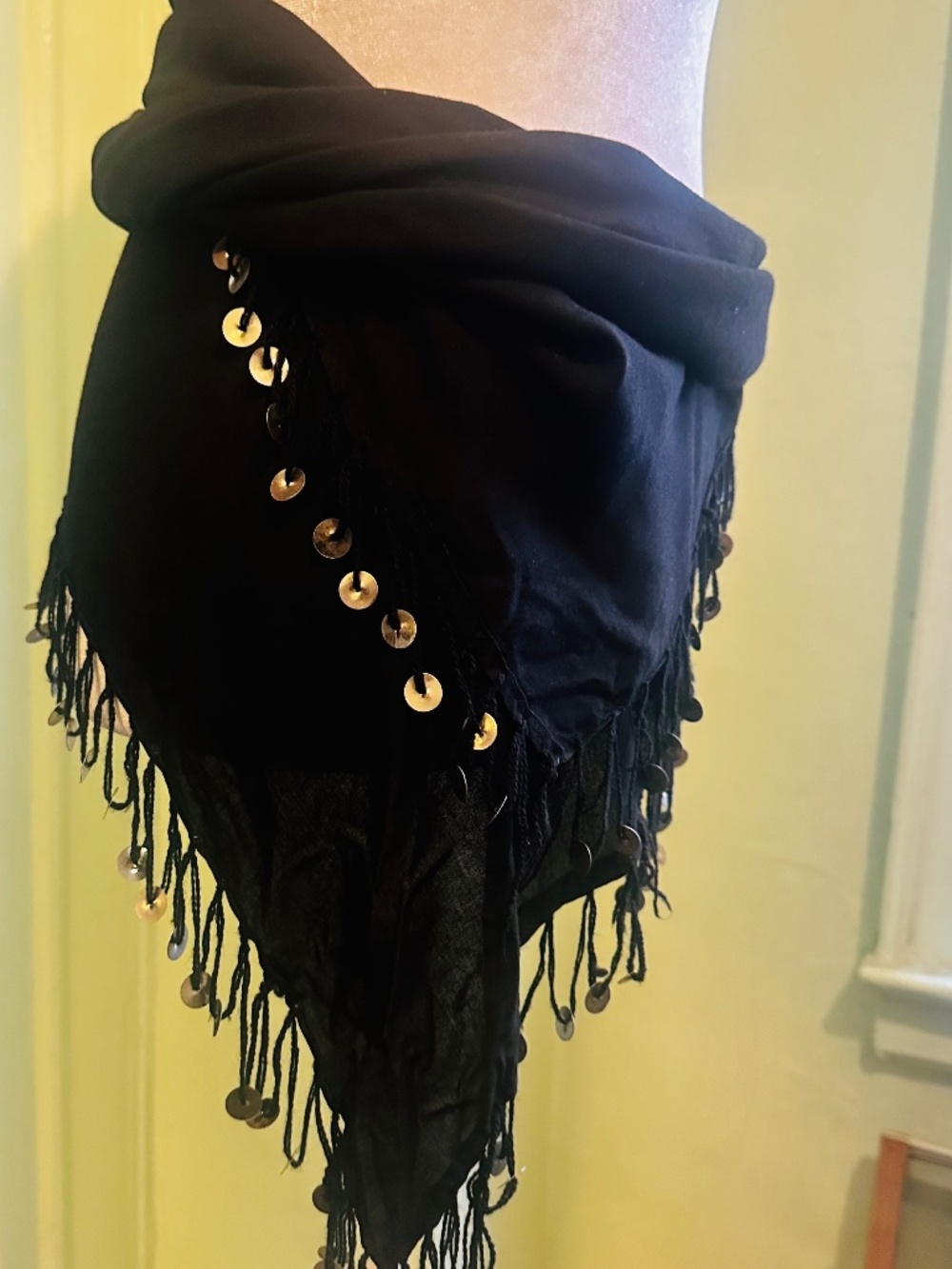 Sequined 31" square cotton scarf great for belly dance